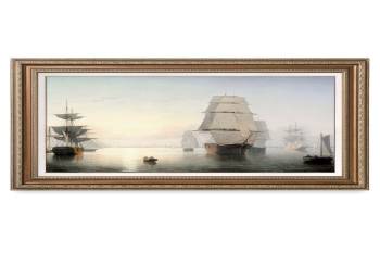 Boston Harbor, Sunset by Fitz Henry Lane. Framed Size: 36"X26"