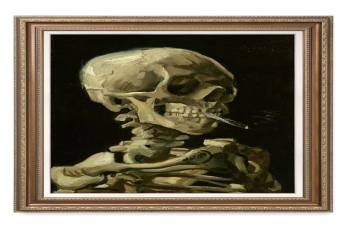 Head of a Skeleton with a Burning Cigarette. Vincent Van Gogh 24x30" Framed Size: 29x35"