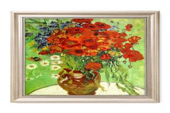 Red Poppies And Daisies by Vincent Van Gogh; 20"X16", Framed Size: 23"X19"