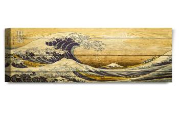 The Great Wave Off Kanagawa On Vintage Wooden Background 30X20X1.5