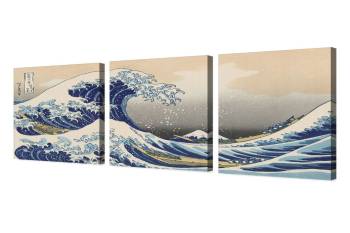 The Great Wave Off Kanagawa(Triptych) by Hokusai; 48"X32"