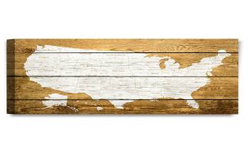 The Map Of Usa On Vintage Wooden Background 30X20X1.5