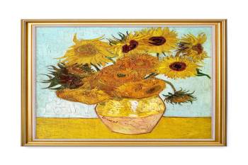 Twelve Sunflowers, Vincent Van Gogh Classic Art. 16x20" Total Size w/ Frame: 18.5x22.5"